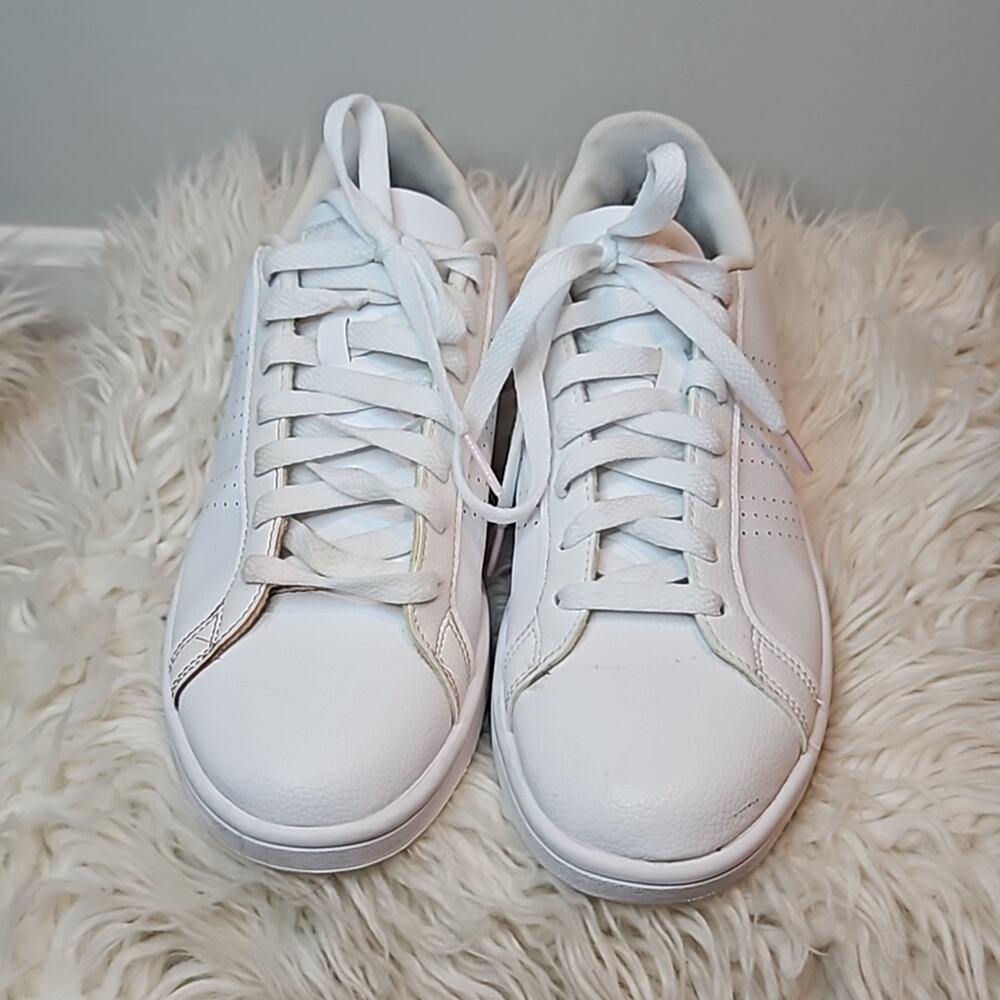 adidas Cloudfoam Advantage White & Blush Pink Sneakers - Women’s Size 9